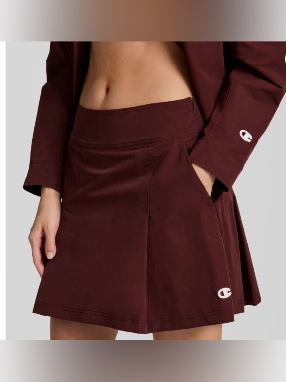 Champion NWT Pleated Skort Womens Size 2 Burgundy Activewear with Pockets